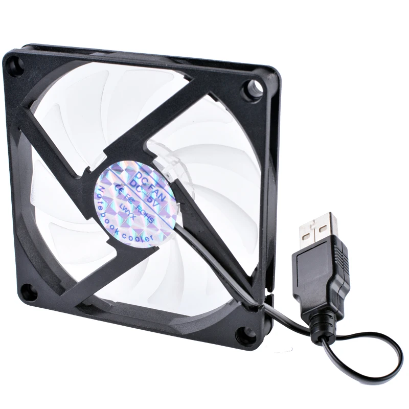 Ventilateur USB pour ordinateur portable, LED bleue, garantie de qualité, 8010, 80x80x10mm, 5V