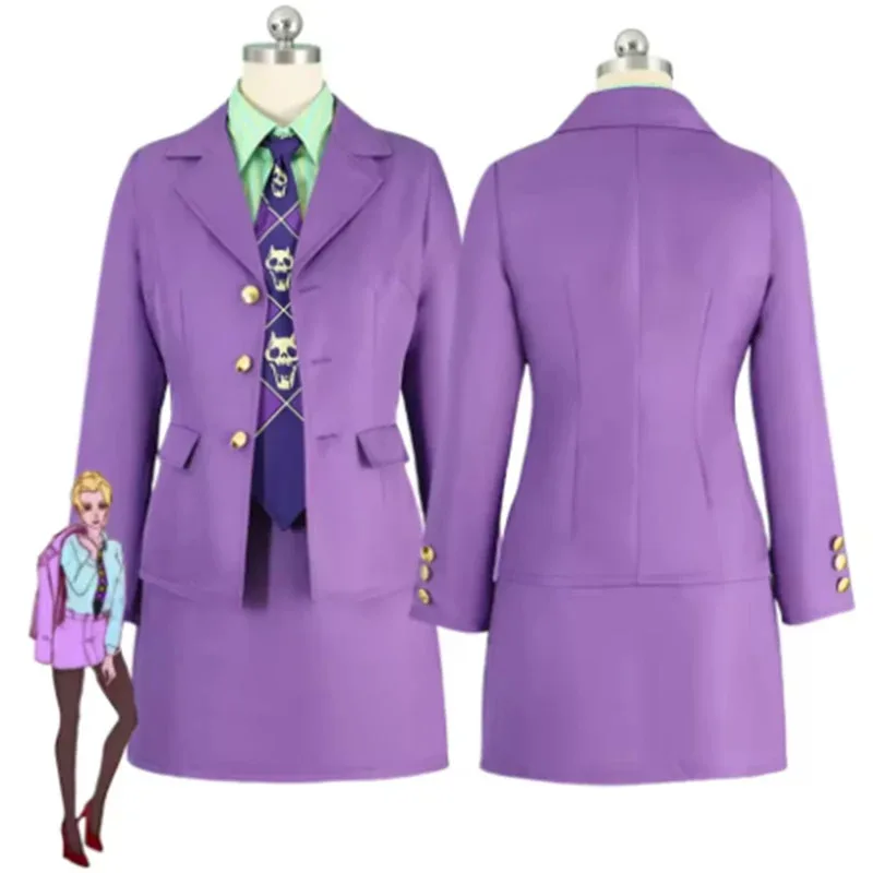 

Аниме JoJo's Bizarre Adventure Кира Йошикаге Косплей Костюм Фиолетовый Стиль Женское Пальто Рубашка Юбка Женский Сексуальный Костюм Для Вечеринки eo]5