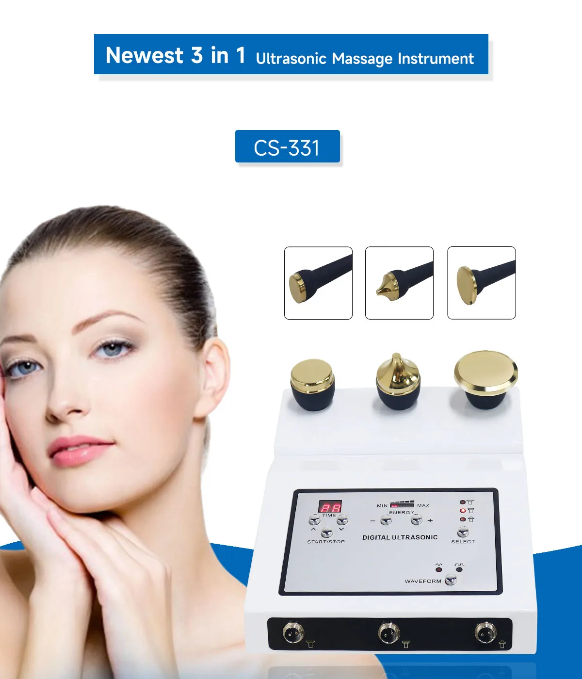 3 In 1 Ultrasone Gezichtsmachine Anti-Aging Thuisgebruik Oogrimpelmassageapparaat Plasma Sproet Spot Verwijderen Huidverzorging Schoonheidsapparaat