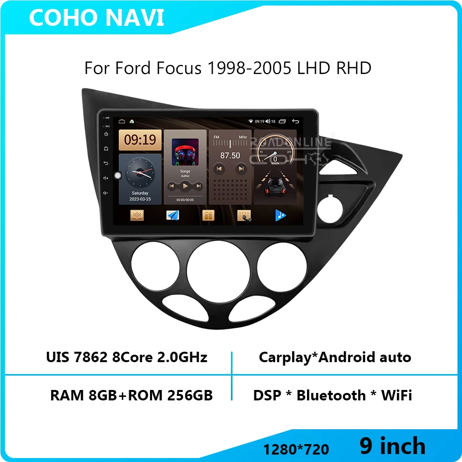 Android 12 API 31 1280*720 Resolution 9inch For Ford Focus 1998-2005 UIS 7862 Octa-core 8+256gb Car Navigation CarPlay Car Radio