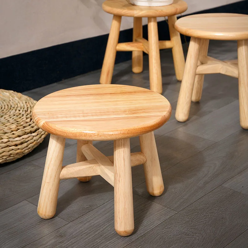 Wooden Small Circular Stool Household low Stools  Kitchen Helper Solid Wood Adults Feet Rest Bedroom Footrest Home Furniture