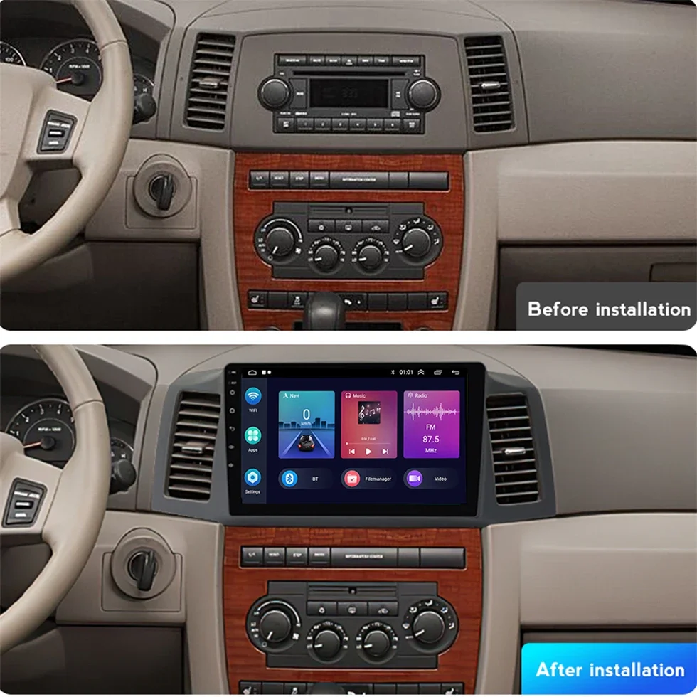 8GB+128GB Android 13 Car Radio Multimedia Player Carplay Auto GPS Navi DSP NO DVD For Jeep Grand Cherokee 2004-2006 2007