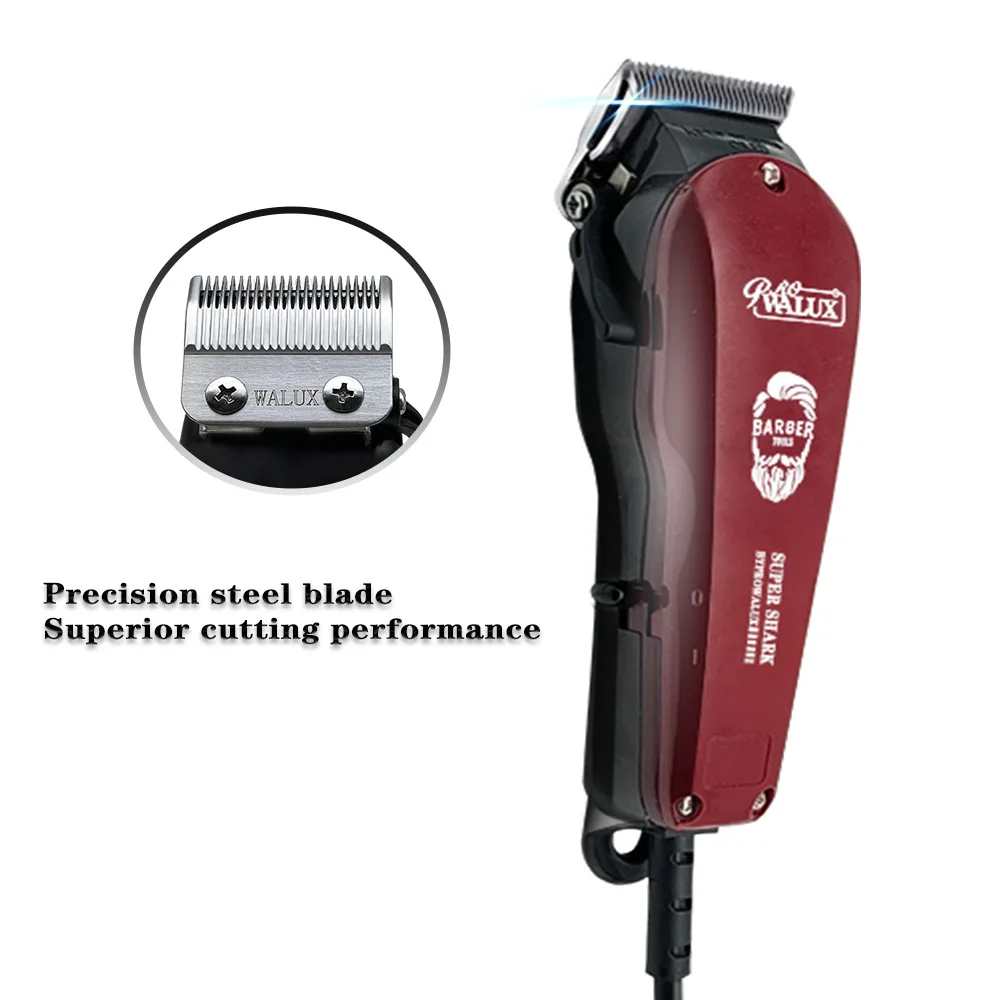 Walux Professionele Kapper Ac Tondeuse 10W Krachtige Trimmer Home Man Rustig Scheerapparaat 2M Kabel Haar Snijmachine 8 Beschermkammen