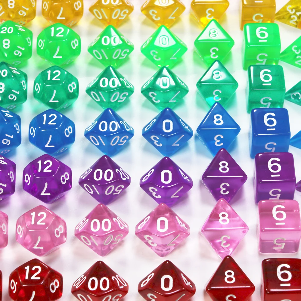 140pcs Dice with Bag D4-D20 20 Colors for Tabletop RPGs Games DND RPG Parties Toys Board Game As Gift