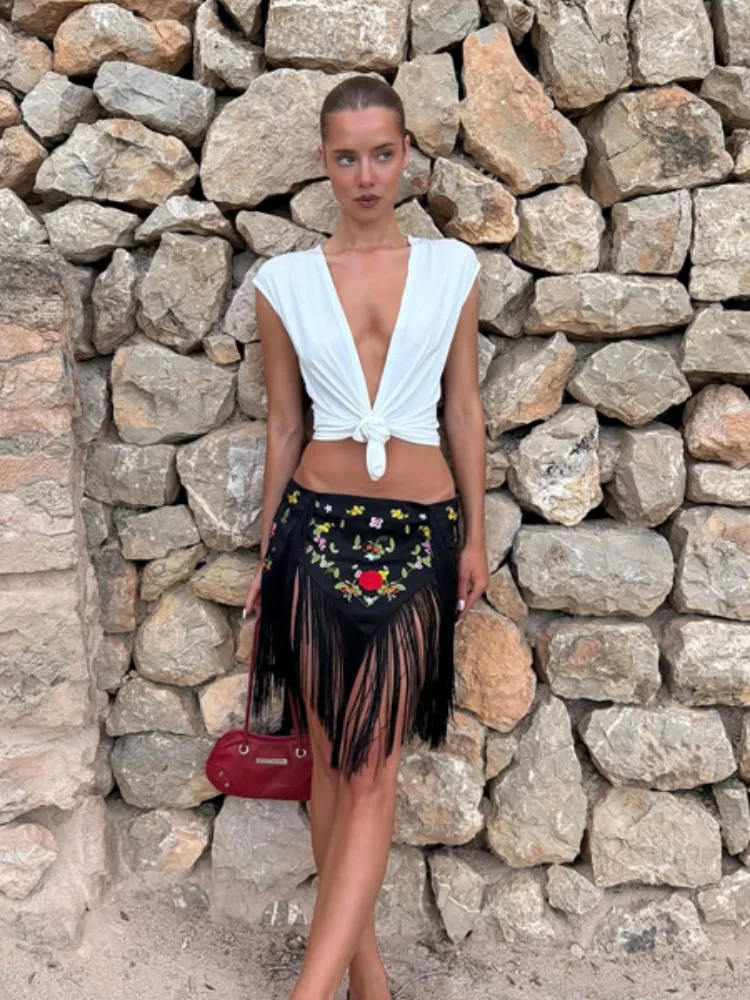 Women's Peach Fringe Bodycon Skirts Women Sexy V-shape Gold Fringe Slim Fit Midi Skirt 2026 Summer Beach Vacation Outfit New 31 S1a03468ca8c54602bdbb96b1dc83519ch