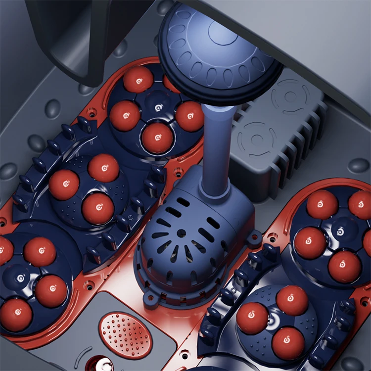 อ่างนวดเท้าไฟฟ้าอัตโนมัติที่บ้านพร้อมเข็มขัดบําบัดด้วยแสงสีแดงและลูกกลิ้งนวด 6 อันเพื่อบรรเทาขา