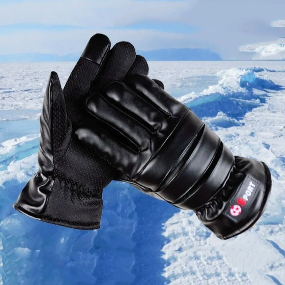 

Touch Screen Winter Leather Gloves Velvet Waterproof Rider Equipment Gloves Full Finger Windproof Driving Sport Mittens Ski