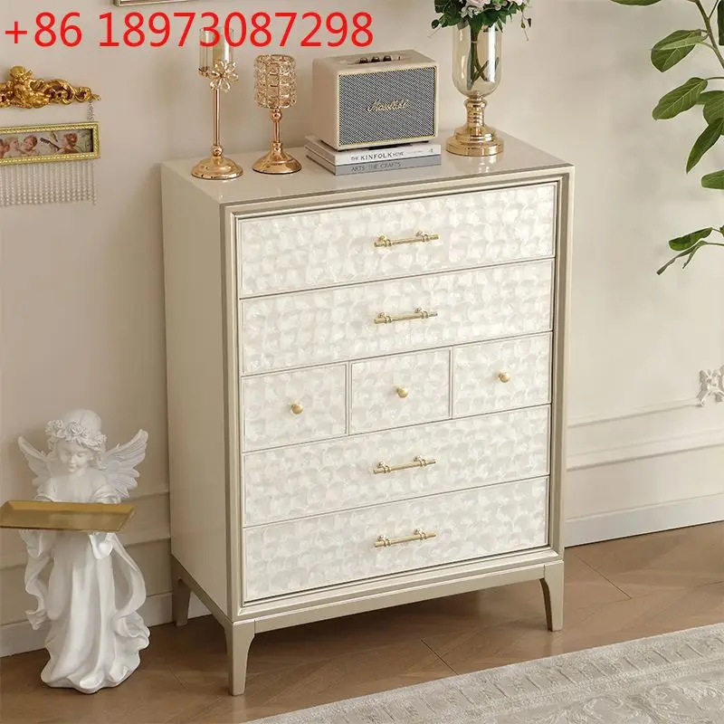 American light luxury solid wood chest simple modern shell seven chest cabinet living room bedroom French locker