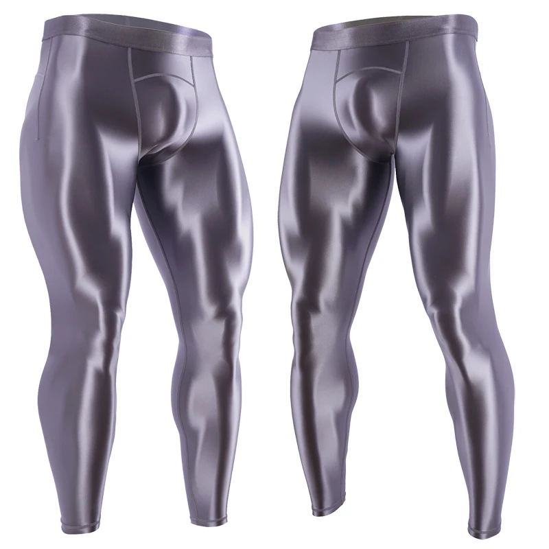 Men\'s oily pantyhose Compression Pants Quick Dry Fit Sportswear Running Tights Legging Fitness Training Sexy Sport Gym Leggings