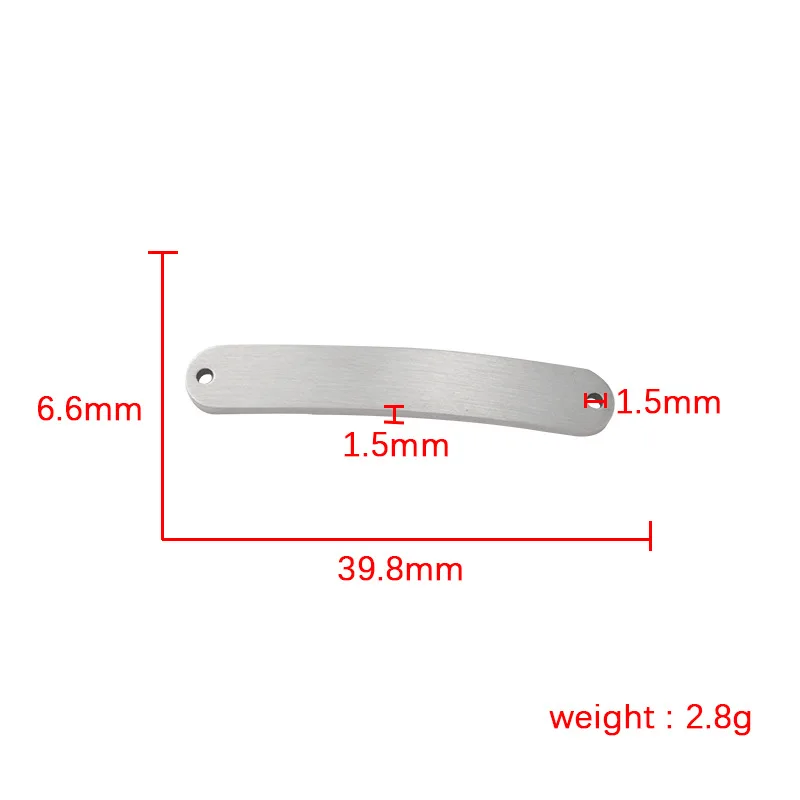 5PCS Stainless Steel Bend Plate Blank To Record 2 Hole Metal Rectangle Tag Charm Connector For Bracelet Matte Surface Wholesale