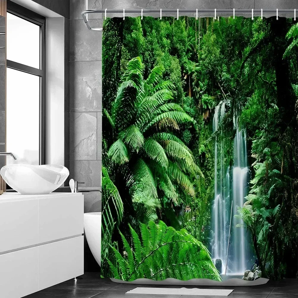 Natural Forest Landscape Shower Curtain 3D Printed Scenery Waterproof Polyester Bath Curtain Home Decor Bathroom Curtain
