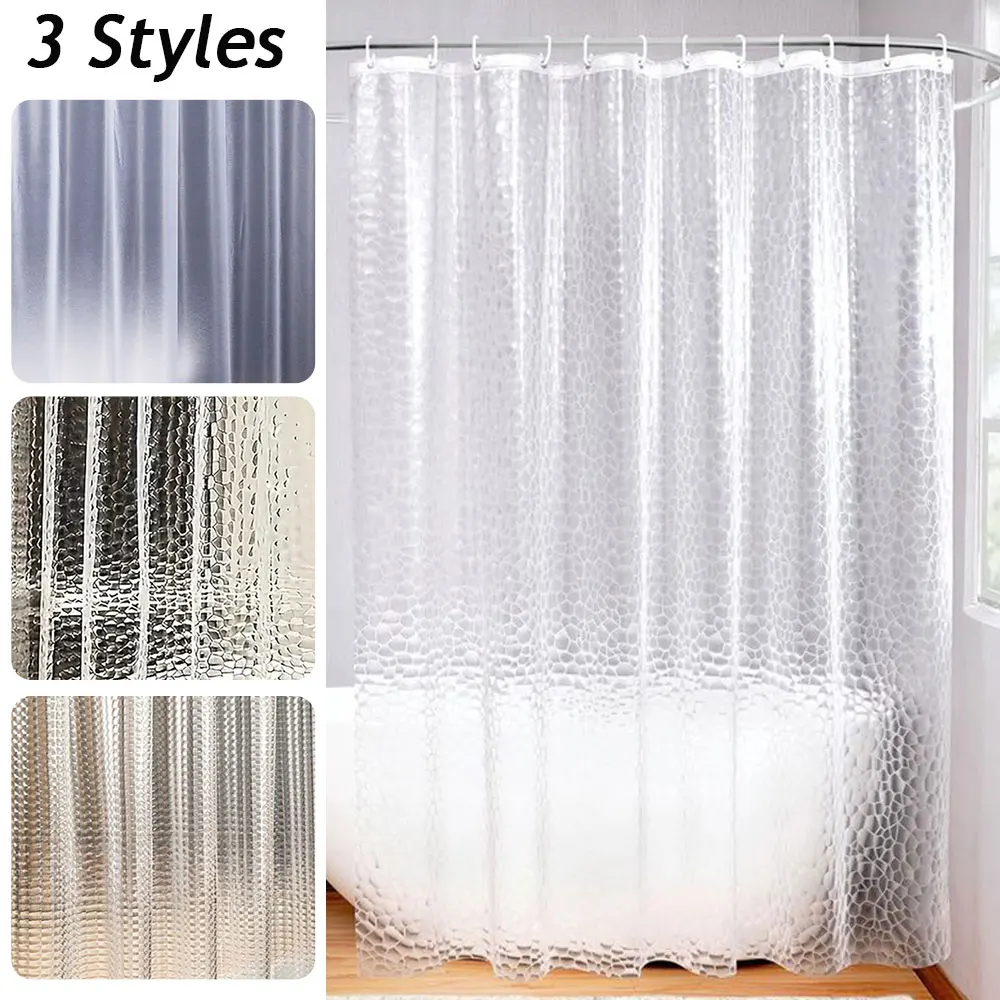 

Водонепроницаемая полупрозрачная занавеска для душа с пластиковыми крючками для ванной комнаты, используется для изоляции