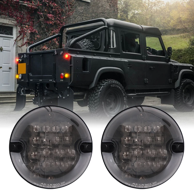 

Round Led Indicator Light Rear Tail Lamp Fog Reverse Front Side Light for Land-Rover Defender 1990-2016 Smoked Lens Led Update