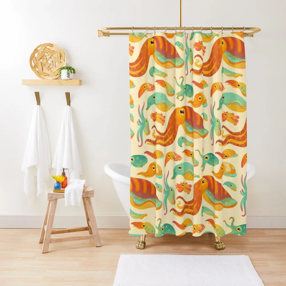 Cuttlefish Shower Curtain Washable Waterproof Fabric Shower Accessories For Shower And Services Curtain