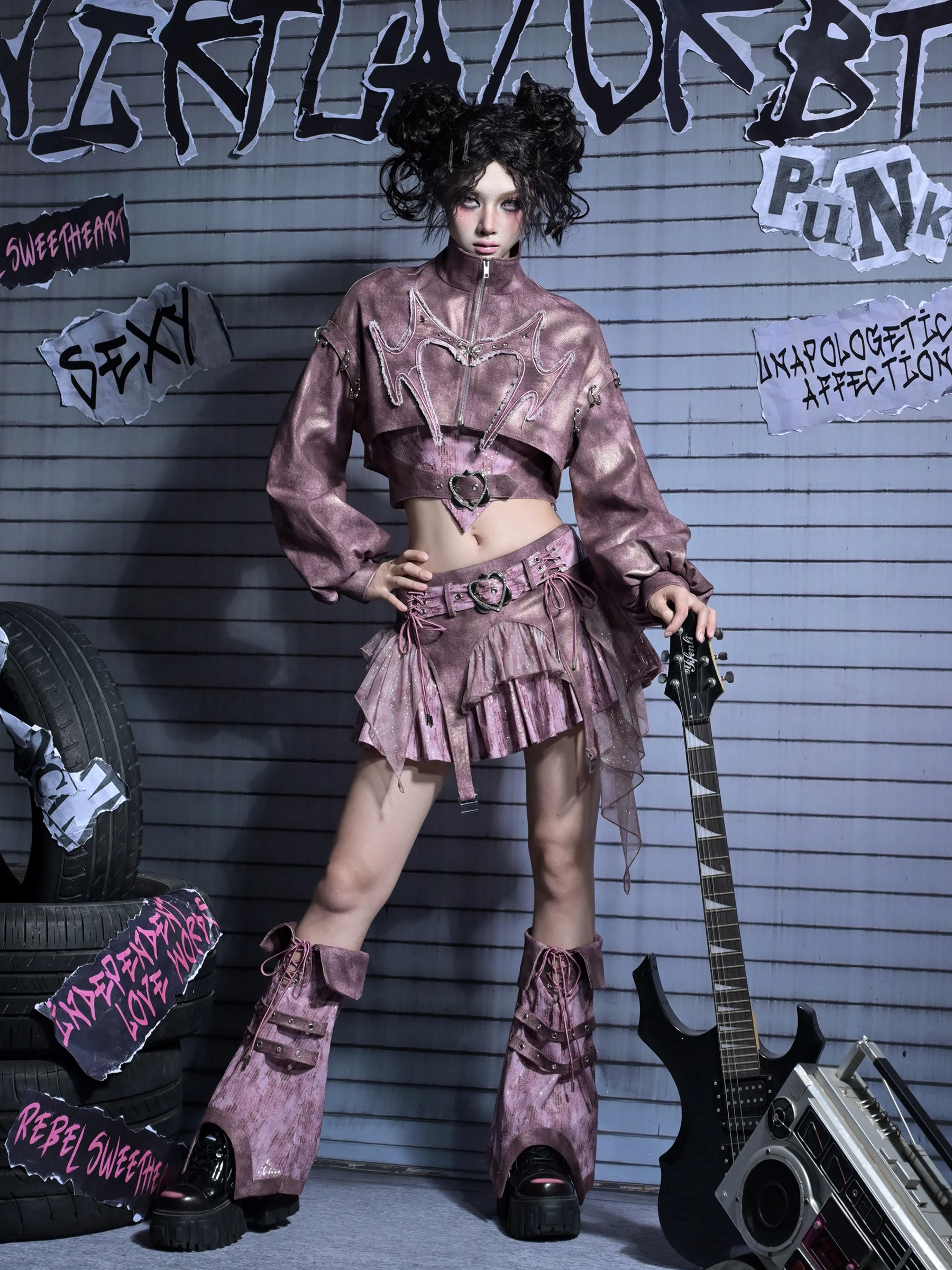 Zestawy spódnic dla kobiet w stylu subkultury, punkowym, słodkim i coolnym, top biustonosz z motylem + spódnica z niskim stanem z siateczkowymi wstawkami, elegancki styl Y2K