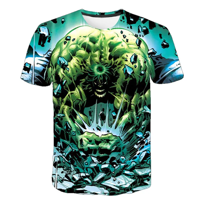 Classic Marvel Hero Hulk 3D Printed Kids T-shirt Top Daily Casual Boys and Girls Round Neck Short Sleeve