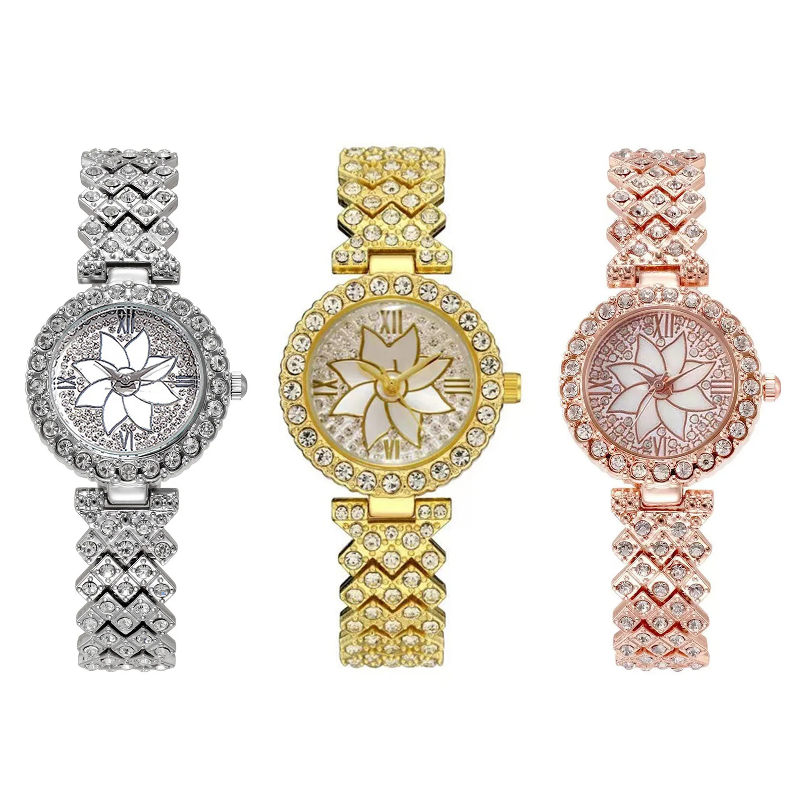 

Women's Watches Bracelet Glitter Rhinestones Easy to Read Round Dial Wristwatch for Working and Office