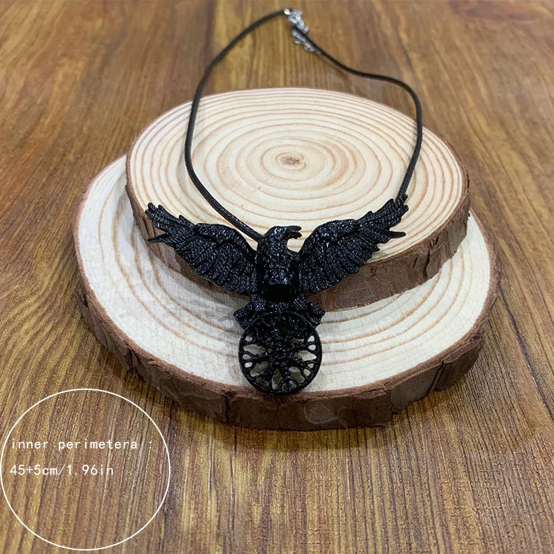 Vintage Goth Black Crow Pendant Neckalce For Women Men Viking Mystic Symbol Retro Hippie Unisex Necklace