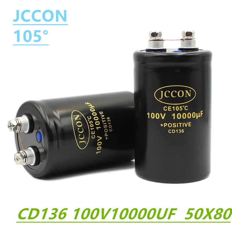 JCCON 100V10000UF MFD Aluminum Bolt screw Audio Filtering Electrolytic Capacitor 105 ℃ 50x80mm CD136 Inverter Elevator Capacitor