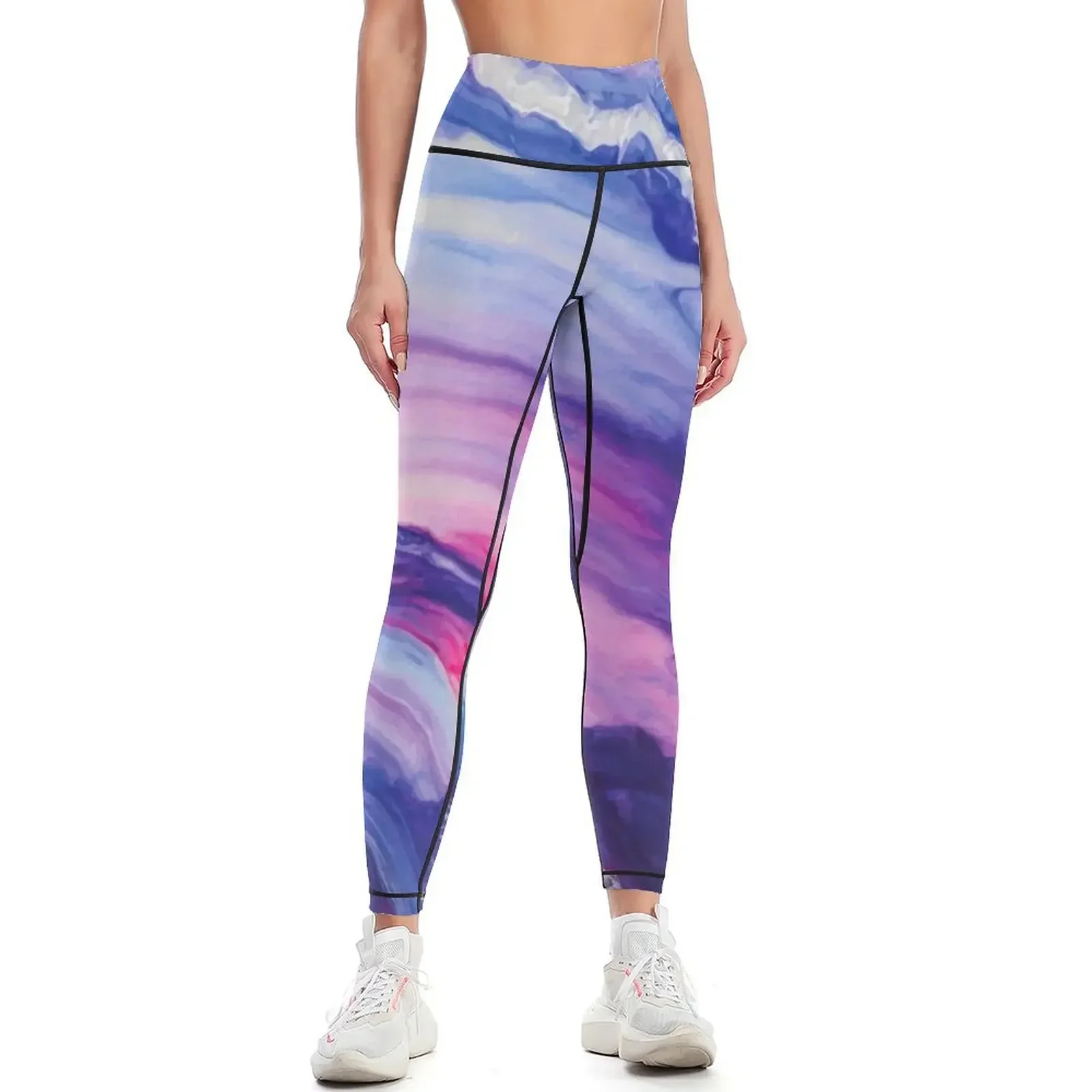 

Tranquil Swirls Hybrid Painting Leggings Jogger pants workout shorts Women's fitness gym pants Womens Leggings