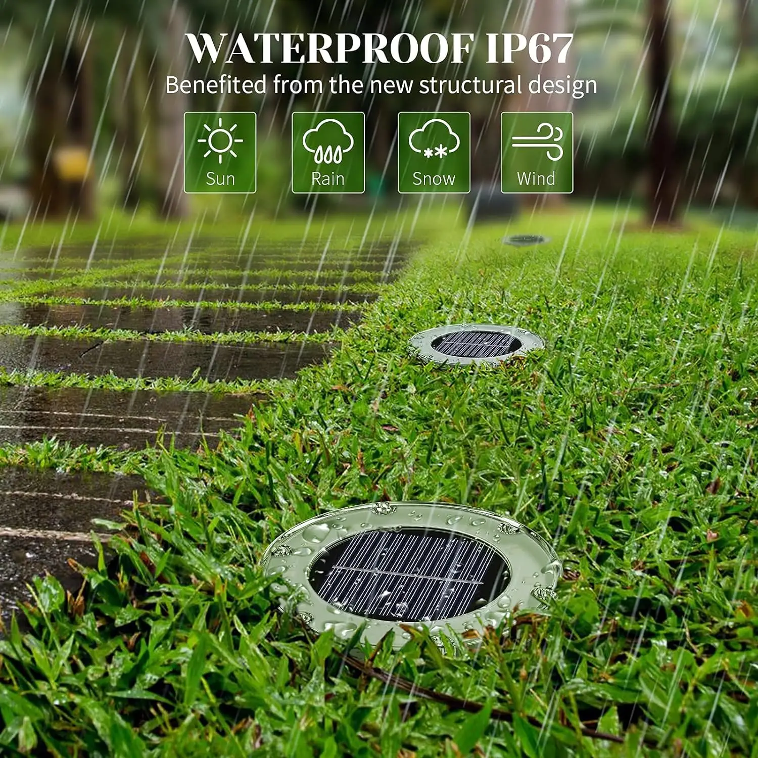 Solar Ground Lights Outdoor Waterproof New Structural Design Multicolor Lights Solar Lights with 12 LEDs for Outside Pathway