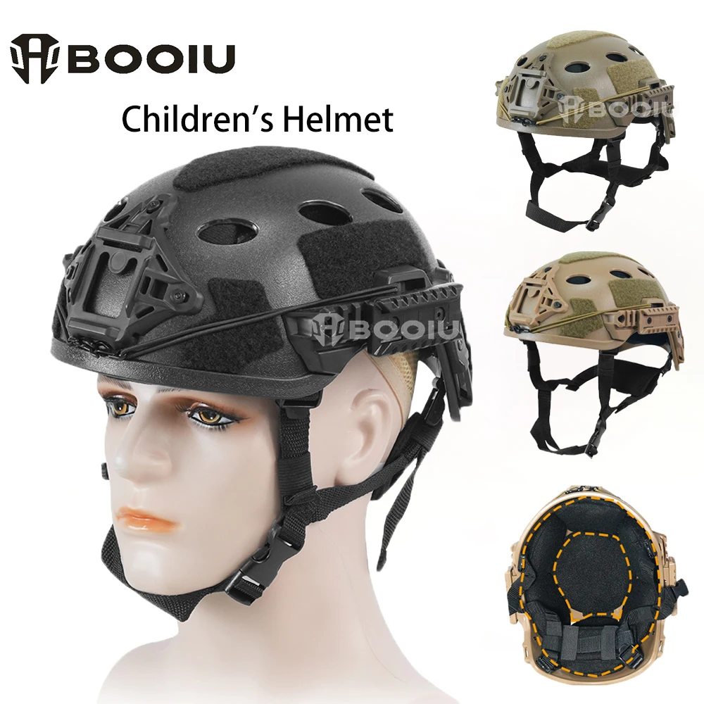 BOOIU Kid's Military Tactical PJ Helmet 53-57CM Head Circumference CS Game Outdoor Sports ABS Airsoft Helmet Protect Equipment