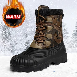 Winter Mid-calf Duck Boots for Men Warm Outdoor Snow Boots Waterproof Hunting Boots Working Boots Mens Camouflage Outdoor Shoes