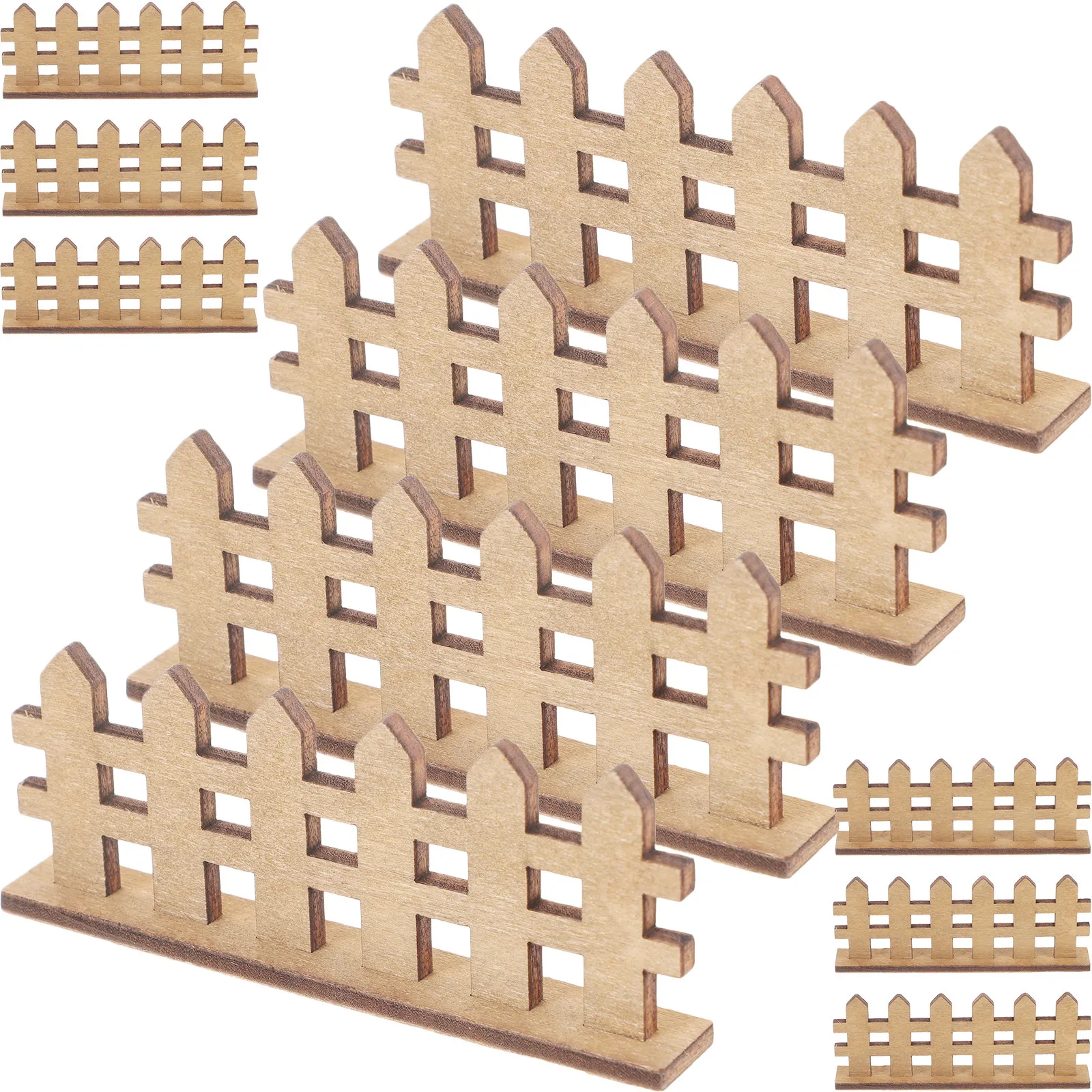 

10Pcs Mini Wood Fence Miniature Landscape Decoration Micro Garden Flower Pot Centerpiece DIY Craft Handmade Accessories