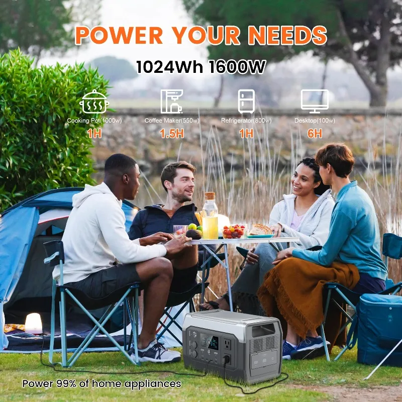 【Best-selling】 CTOLITY XP1000 1800W Portable Solar Generator Power Station 1024WH Lifepo4 Battery Camping Charging Outdoor Lapto view 2