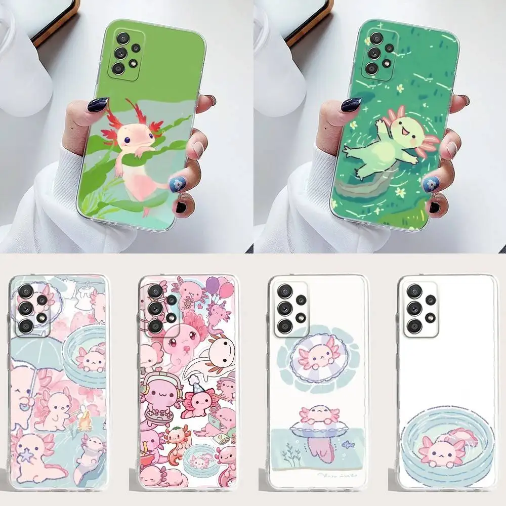 

Cartoon axolotl cute Phone Case Silicone For Samsung S30,23,21,22,20 FE lite,S10,9,PIus Note20ultra Soft Transparent