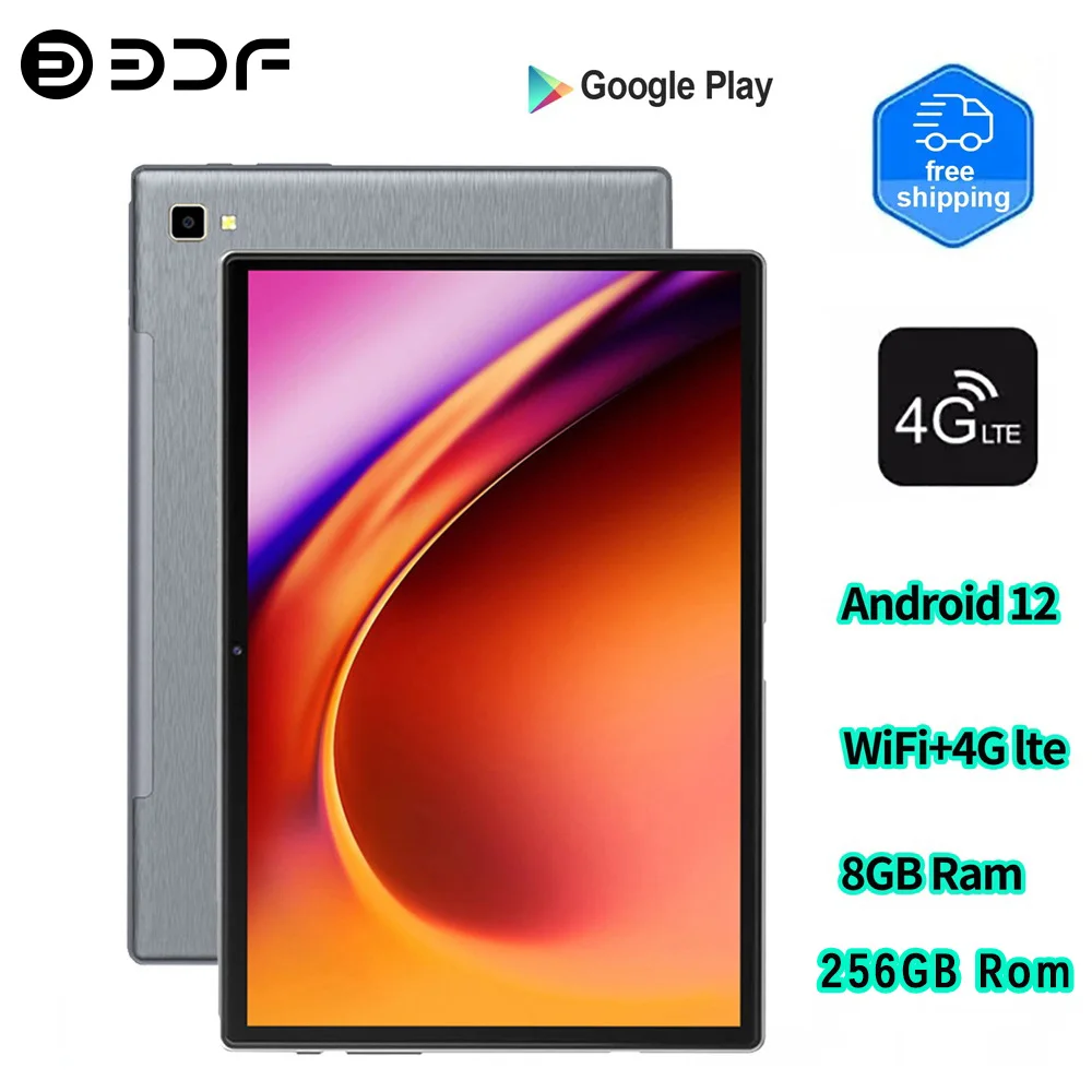 Tablet 5G WiFi, PC pendidikan pembelajaran panggilan telepon 10.1 inci Octa Core 8GB + 256GB ROM Dual SIM Dual WiFi 4G LTE 6000mAh