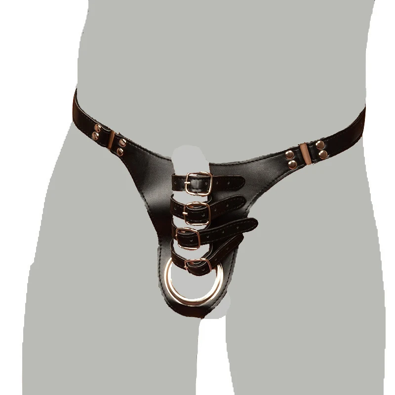 

Sexy Leather Penis Ring Panty Penis Bondage Thongs Sex Belt Chastity Cage Cock Ring for Men Gay Erotic Lingerie Adult Sex Toys