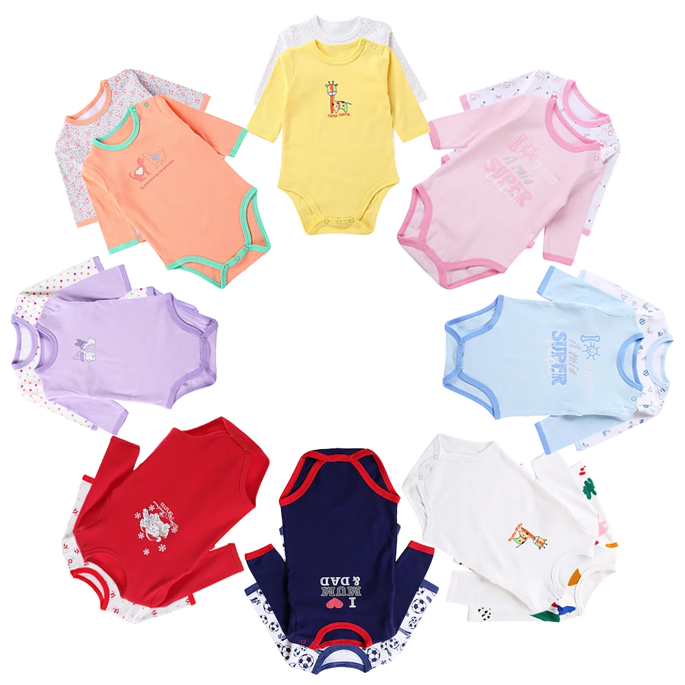 

2~3/5Piece Baby Clothes New Born Boy Girl Jumpsuits Pure Cotton Romper Infant Long Sleeves Bodysuits Toddler Custom 0-12M