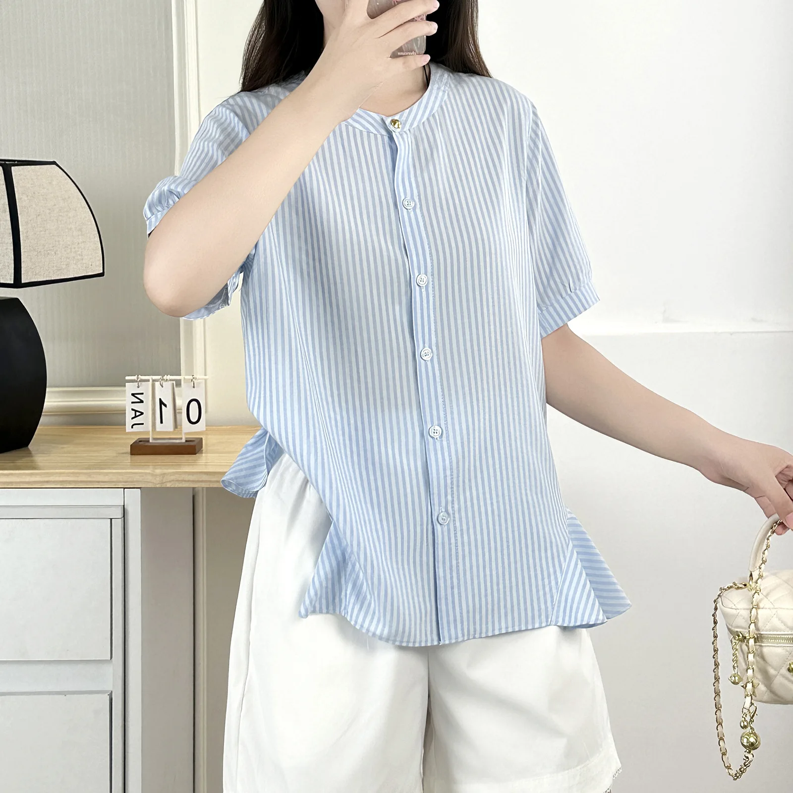 2025 sommer Top Neue Mode Stylefresh Und Elegante Dünne Rüschen Kurzarm Hemd 100 KG Plus Größe Bluse Für Frauen