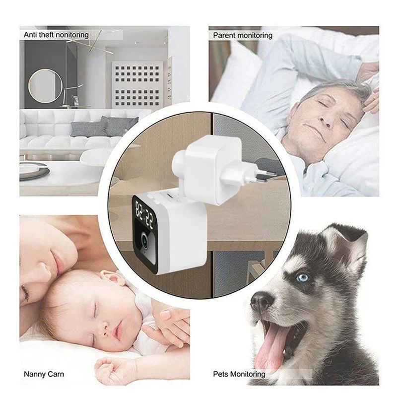 Baby Pet Wifi Security Protection Home IP Camera 2MP Motion Detector Clock Surveillance Camera Tuya Smart Video Cam Power Socket