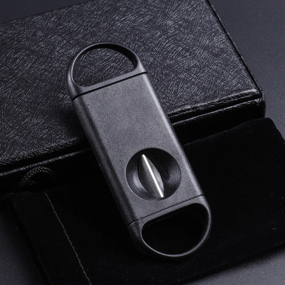 DEJAYA Portable Stainless Steel V-Shaped Cigarro Hole Opener Cigar Cutter Smoking Accessories