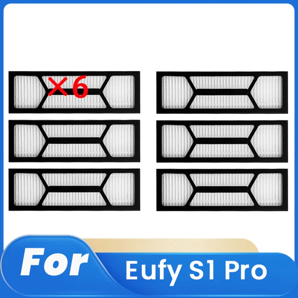 Filter pembersih untuk S1 Pro, 6 buah Aksesori Robot penyapu, suku cadang pembersih