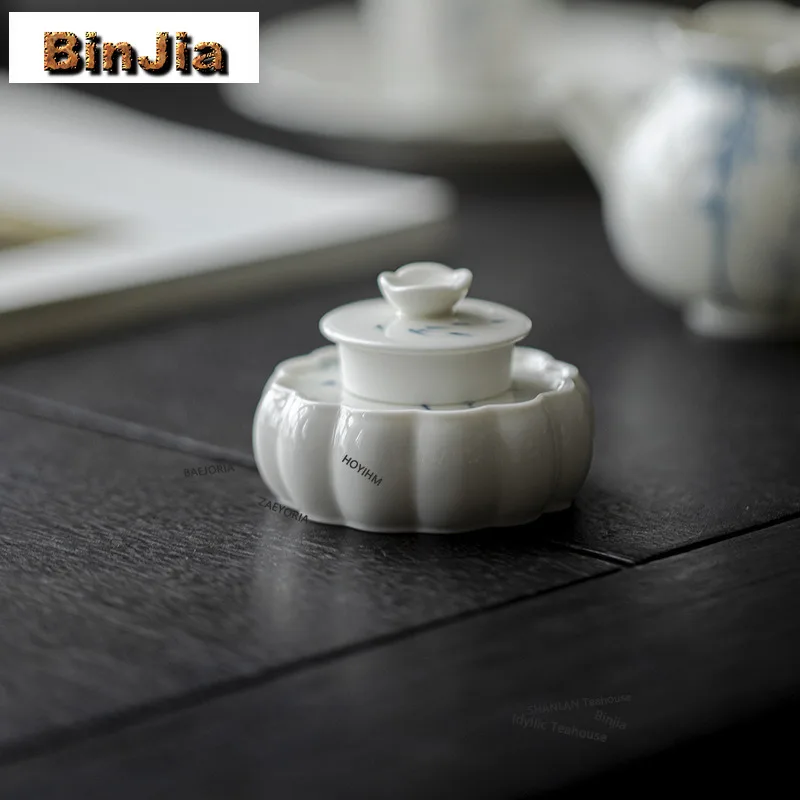 BAEJORIA Hand-painted Bamboo Lid Holder Retro Ceramic Flower Teapot Cover Holder Handmade Cover Frame Zisha Pot Lid Shelf Teaset