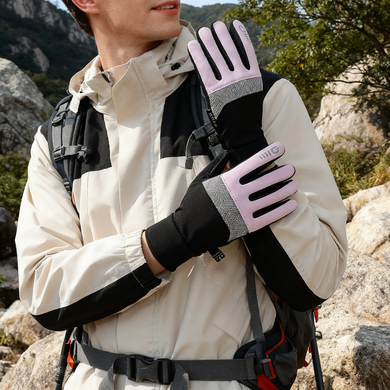 Mountaineering Hiking Camping Cycling Gloves Winter Touch Screen Bicycle Gloves Outdoor Windproof Motorcycle Warm Bike Gloves