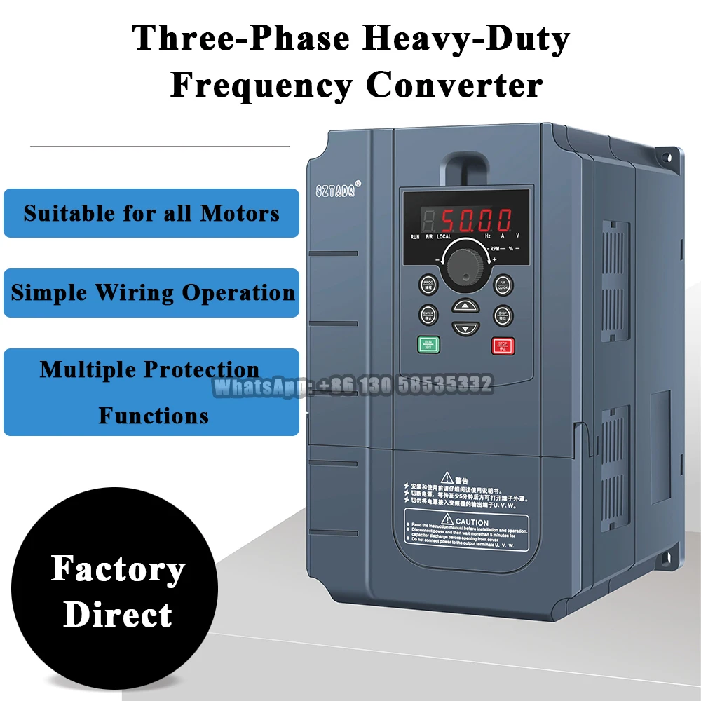 VFD 7.5KW/11KW inverter Boost AC Frequency Inverter 1 phase 220V input to 3 phase 380 V output