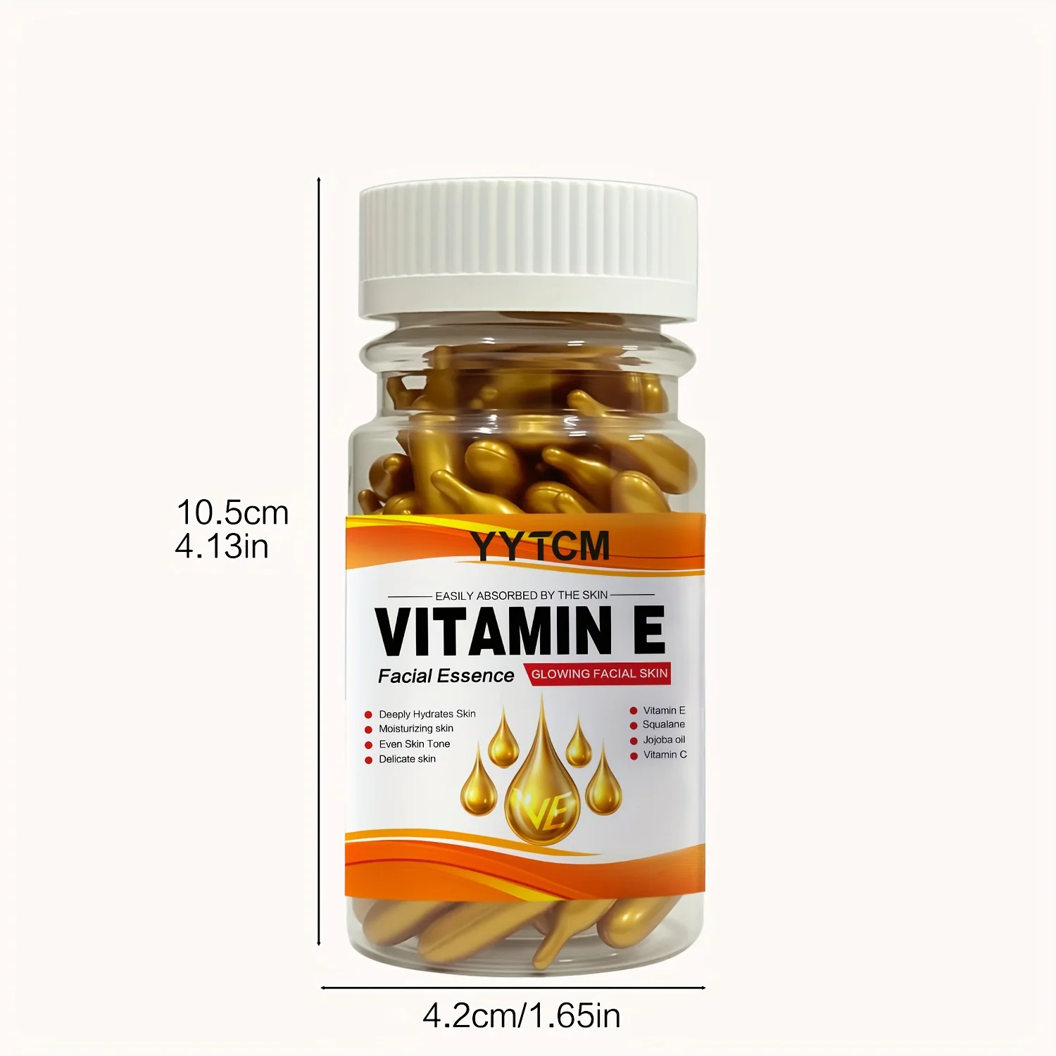 خلاصة كبسولة الترطيب العميق من فيتامين E، ترطيب وتنعيم البشرة، تحتوي على سكوالان نباتية، فيتامين C، خلاصة ترطيب وتفتيح عميق للبشرة (0.4 جرام × 90 كبسولة)/زجاجة - 1 زجاجة