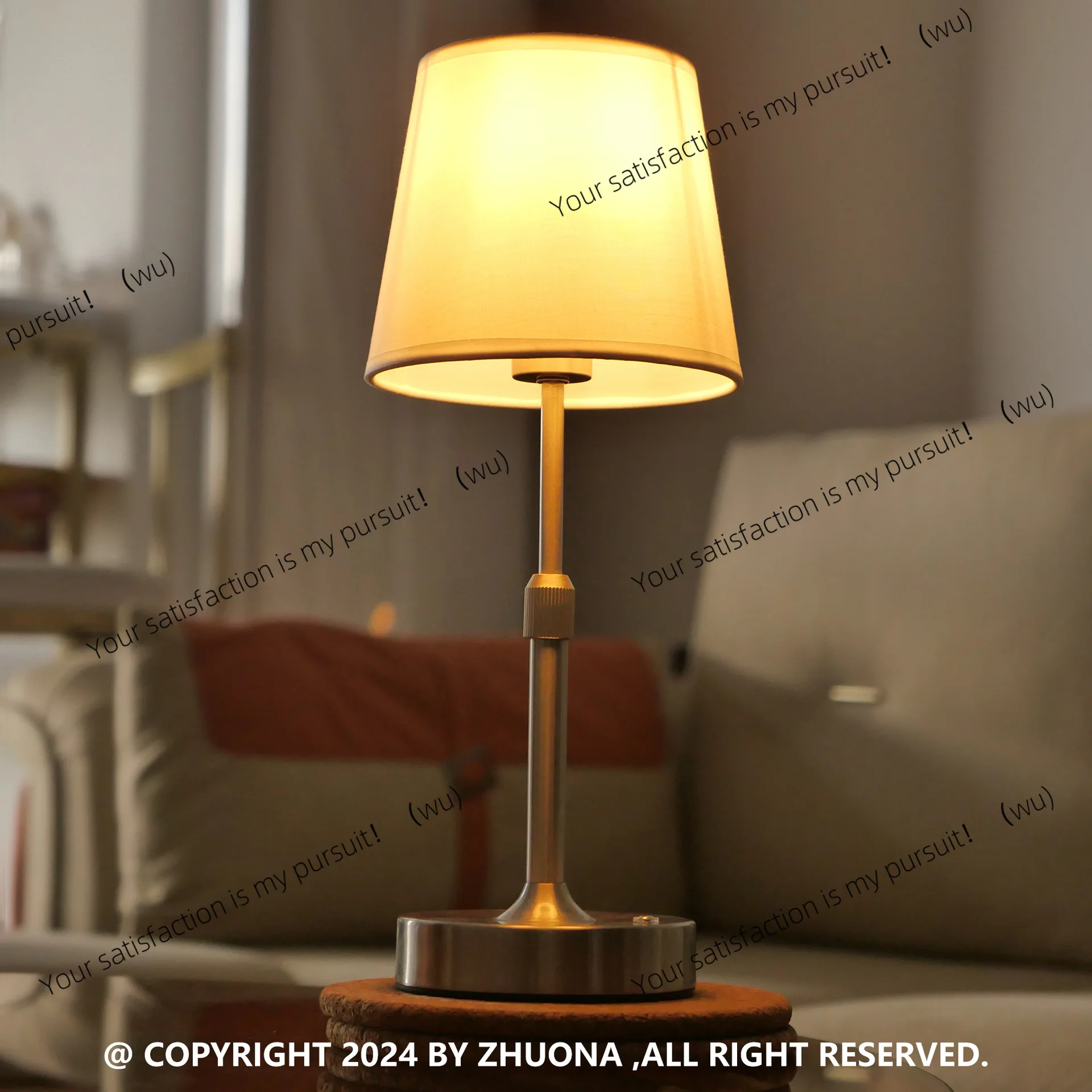 Retractable fabric desk lamp creative retro restaurant atmosphere night light ambient light bedroom high sense