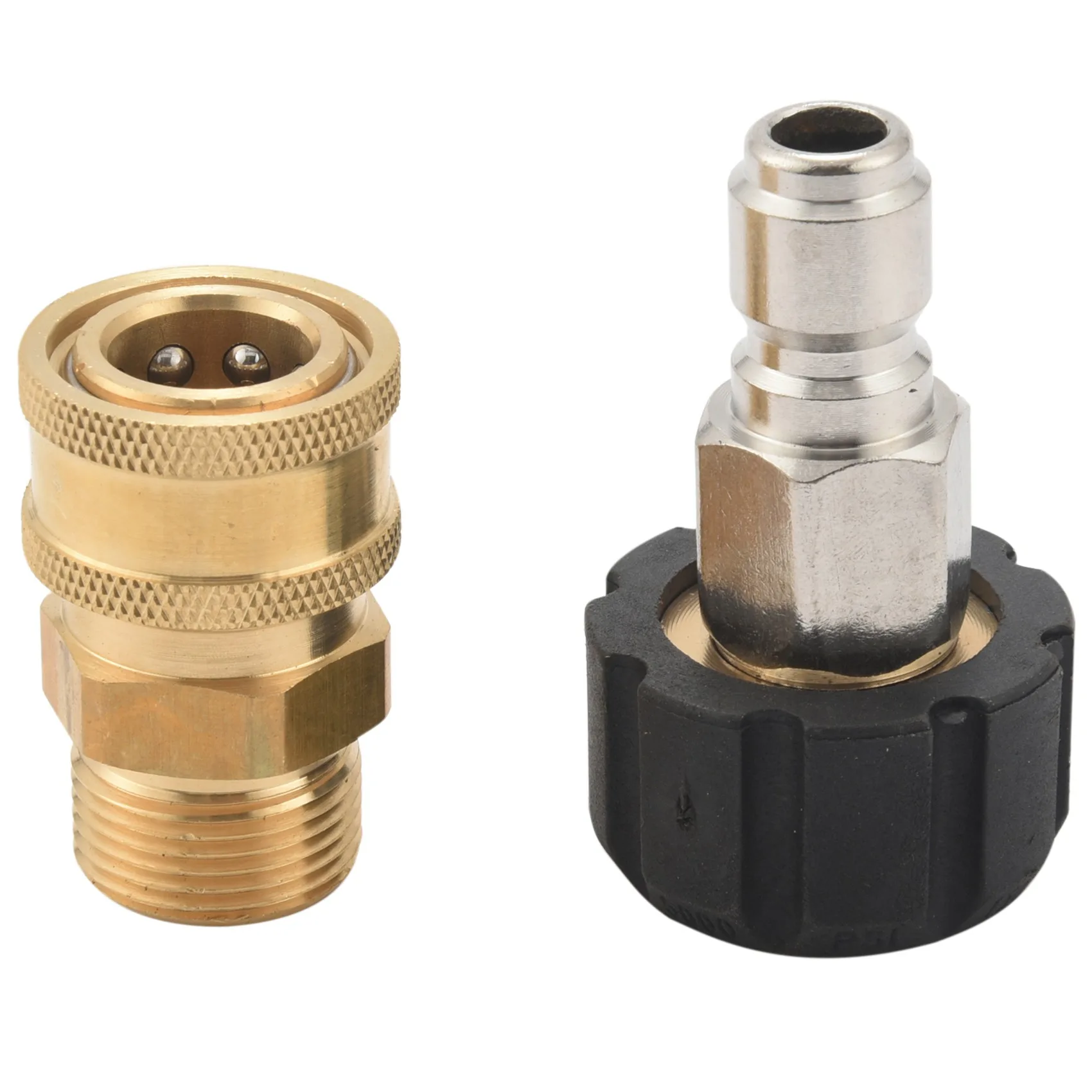 Pressure Washer Adapter Set, Quick Connect Kit, Metric M22 15Mm Female Swivel To M22 Male Fitting, 5000 Psi