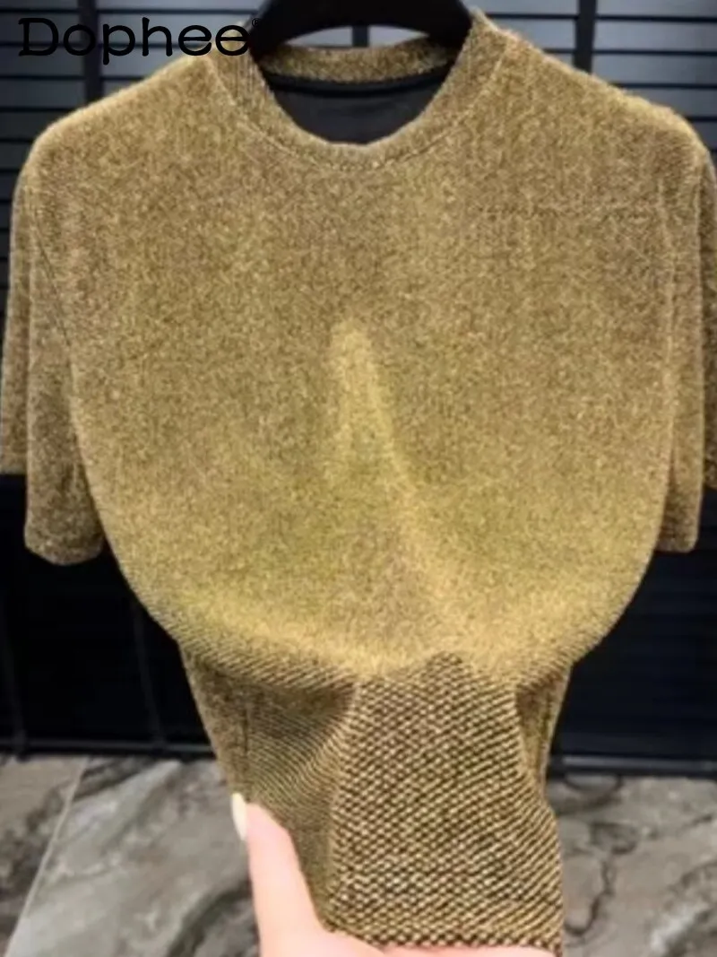 

Summer High-End Men's Light Luxury Simple Starry Sky Short Sleeve Fashion Trendy Casual Versatile Round Neck Loose Casual Top