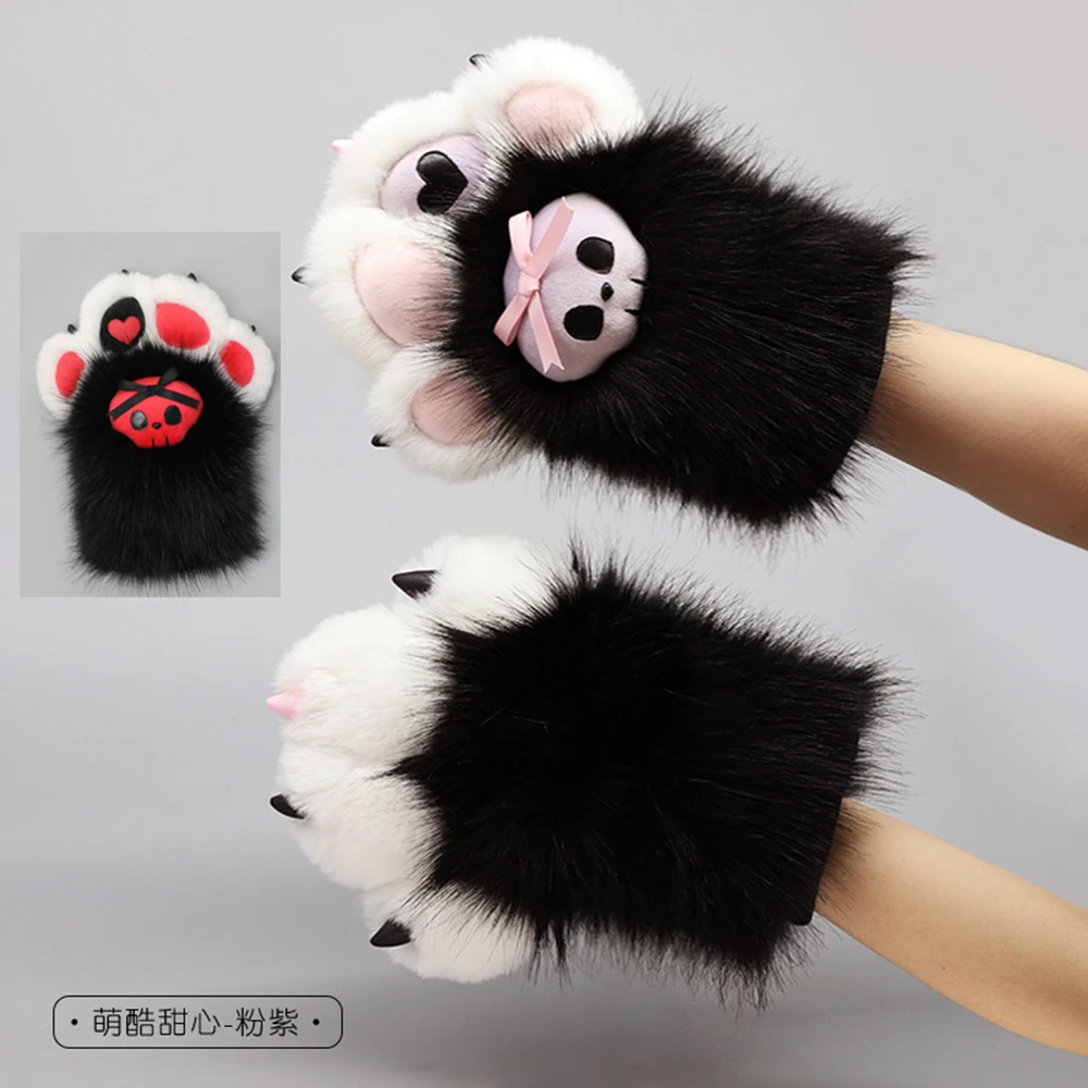 Furry Claw Gloves Cosplay Animal Comic-con Props Fursuit Dog Claw Fashion Woman Man Creative Sweet Cool Role Play Halloween