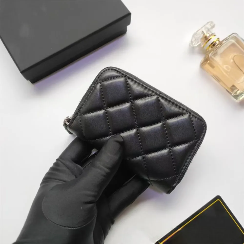 Classic Caviar For Women\'s Card Case Cowhide Rhombus Black Purse Fashion Luxury Brand Designer Wallet Trendy Card Holder Credit