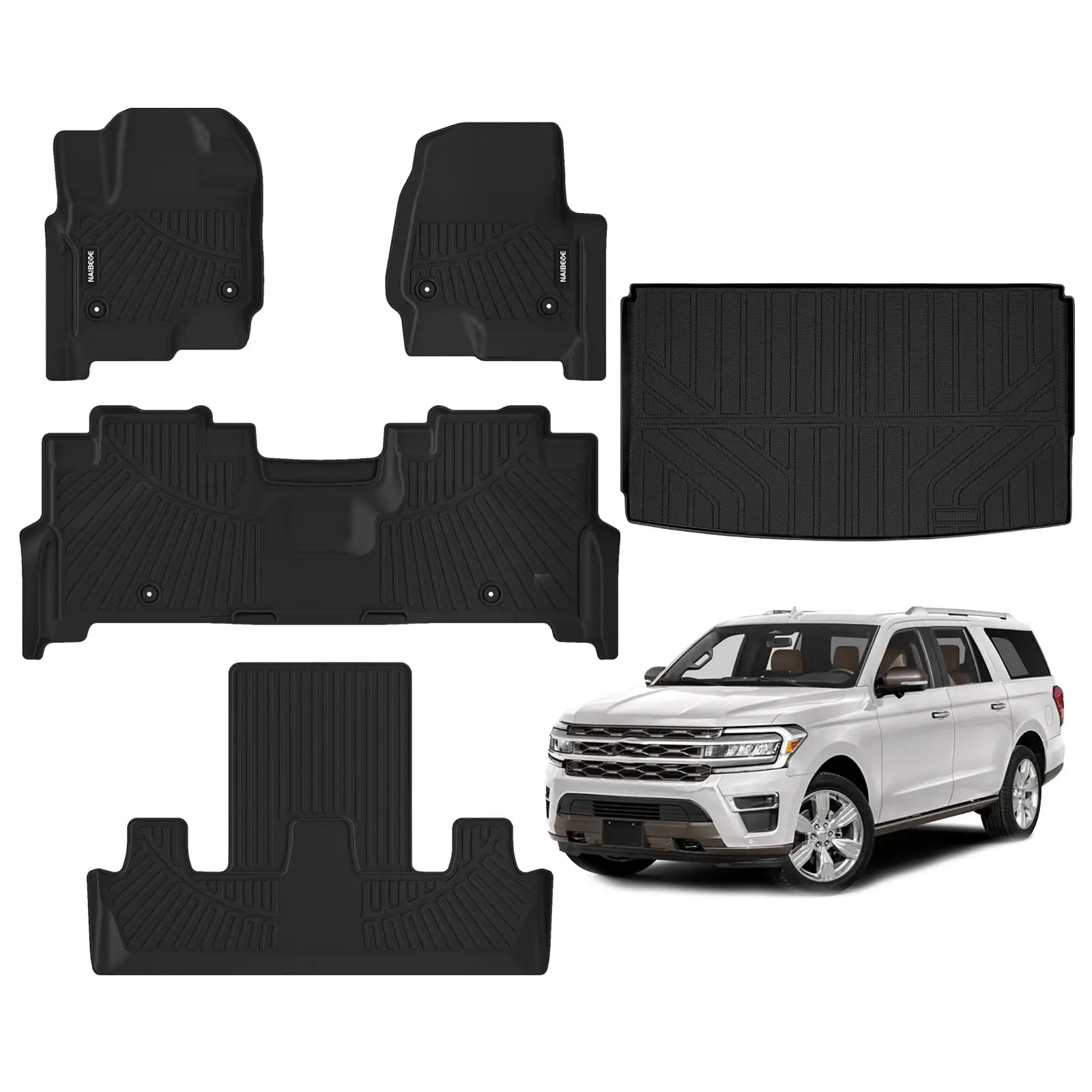 

Floor Mats for 2018-2024 Ford Expedition Max 7 Seats with 2nd Row Bucket Seat-All Weather for Ford Expedition Max (Only MAX)