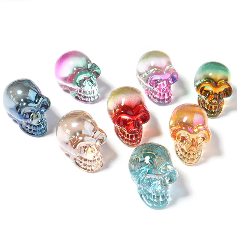 19X27.5mm Colorful Glass Lampwork Glaze Skull Beads For Jewelry Making Accessories DIY Necklace Bracelet Birthday Gifts Ornament