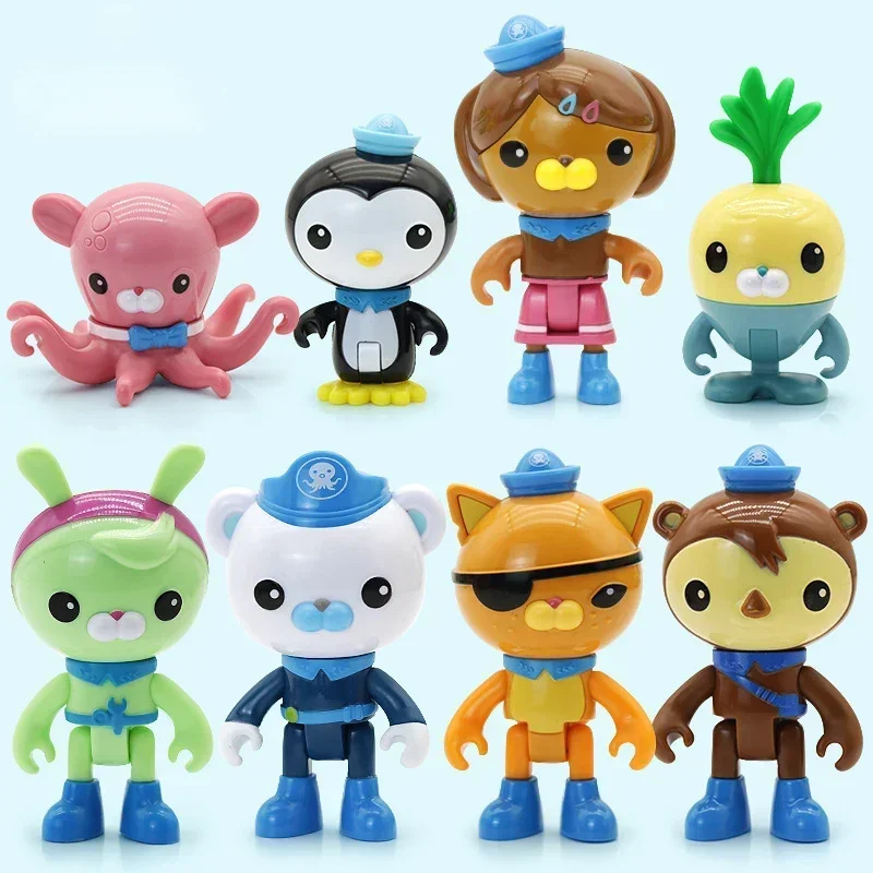 Figurines Octonauts en PVC pour Enfant, Mini Jouets, Barnacles, Peso, Souverain, Azii, Tweak, Vegimal, Dashi, Modèles Animaux, Cadeaux de Noël, 8 Pièces