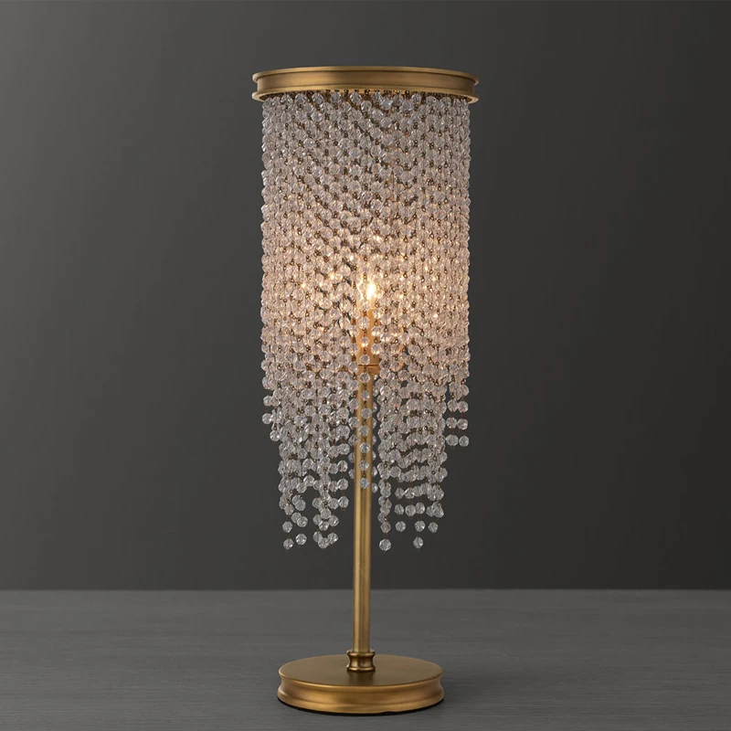 French retro crystal table lamp simple American romantic creative decoration bedroom bedside living room children's room ma